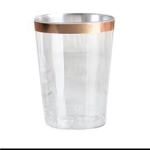 36 10oz Rose Gold Rim Clear Plastic Tumblers NWT Sealed in Original Packaging